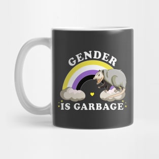 Gender Is Garbage Genderfluid Non-Binary LGBTQ Pride Opossum Mug
